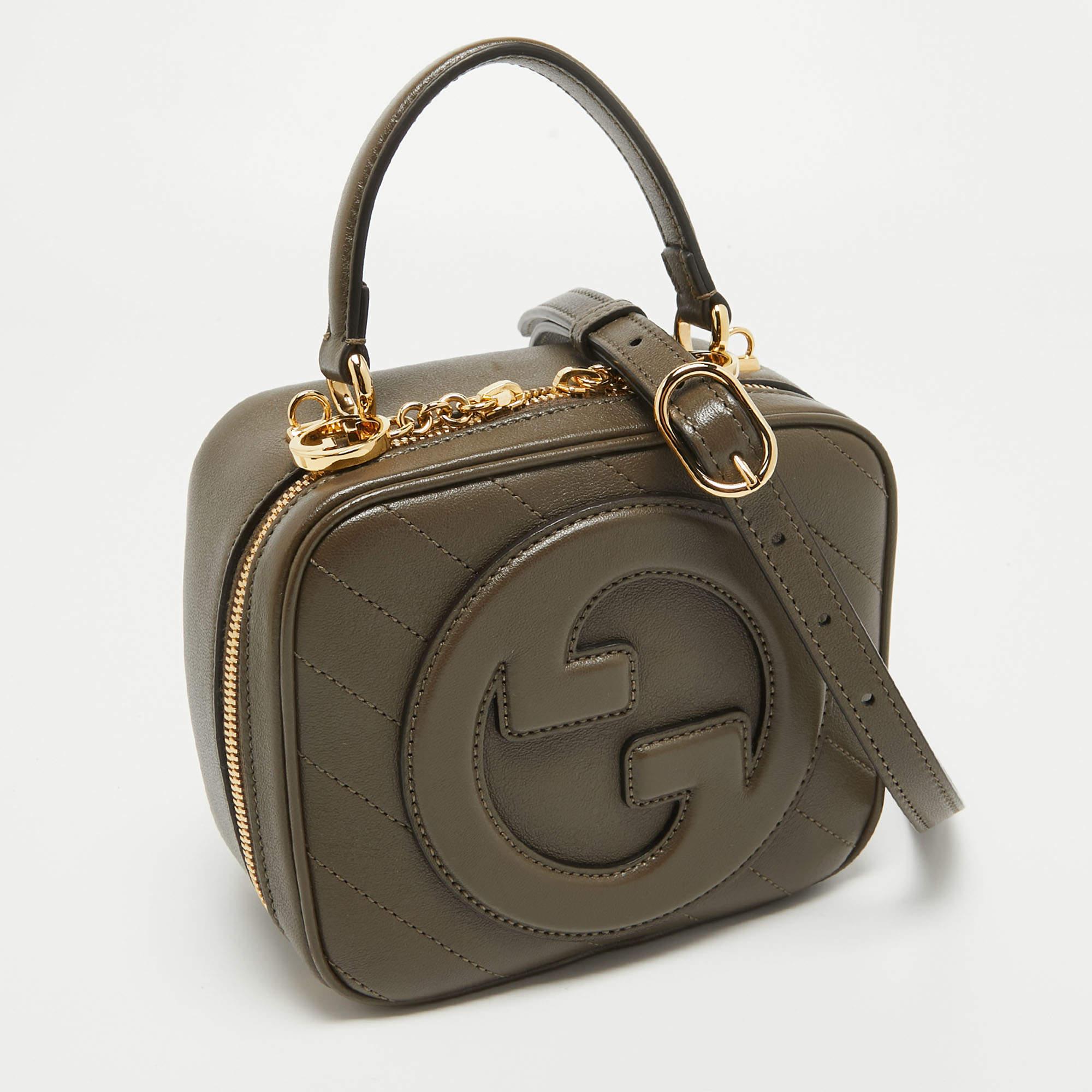Gucci Olive Green Diagonal Leather Blondie Top Handle Bag 1