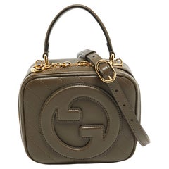 Olivgrüne Diagonal-Ledertasche Blondie Top Handle Bag von Gucci