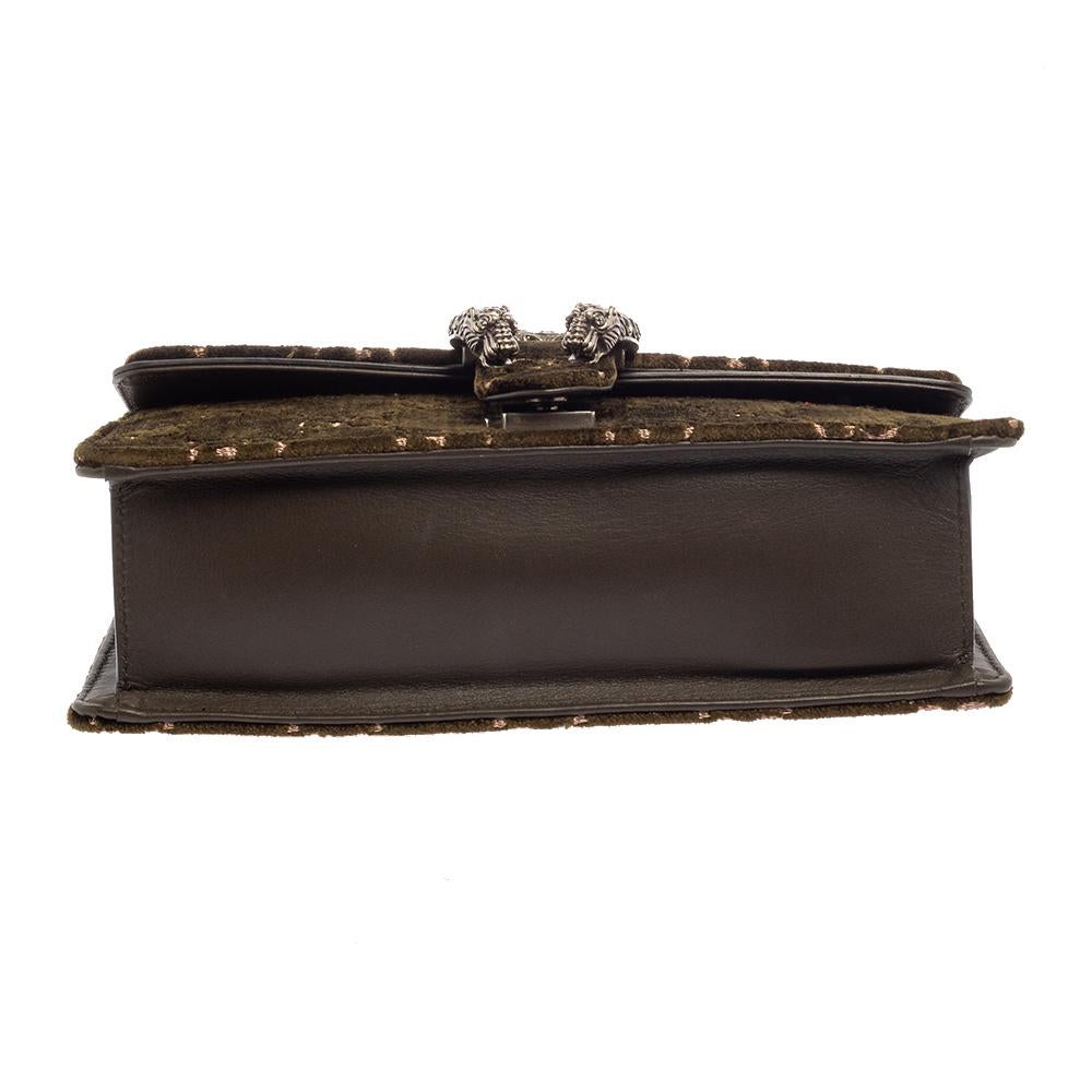 Gucci Olivgrün GG Samt und Leder Kleine Dionysos Umhängetasche Damen