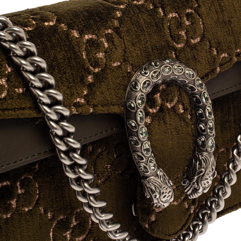 Gucci Olivgrün GG Samt und Leder Kleine Dionysos Umhängetasche 1