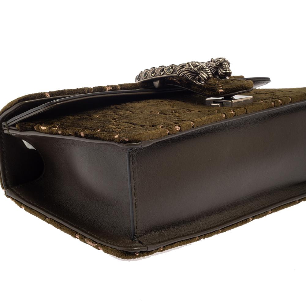 Gucci Olivgrün GG Samt und Leder Kleine Dionysos Umhängetasche 2