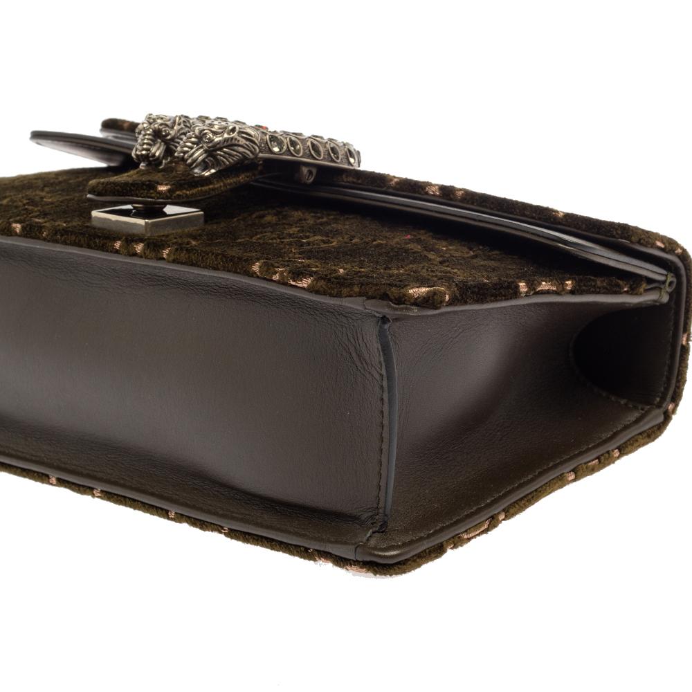 Gucci Olivgrün GG Samt und Leder Kleine Dionysos Umhängetasche 3