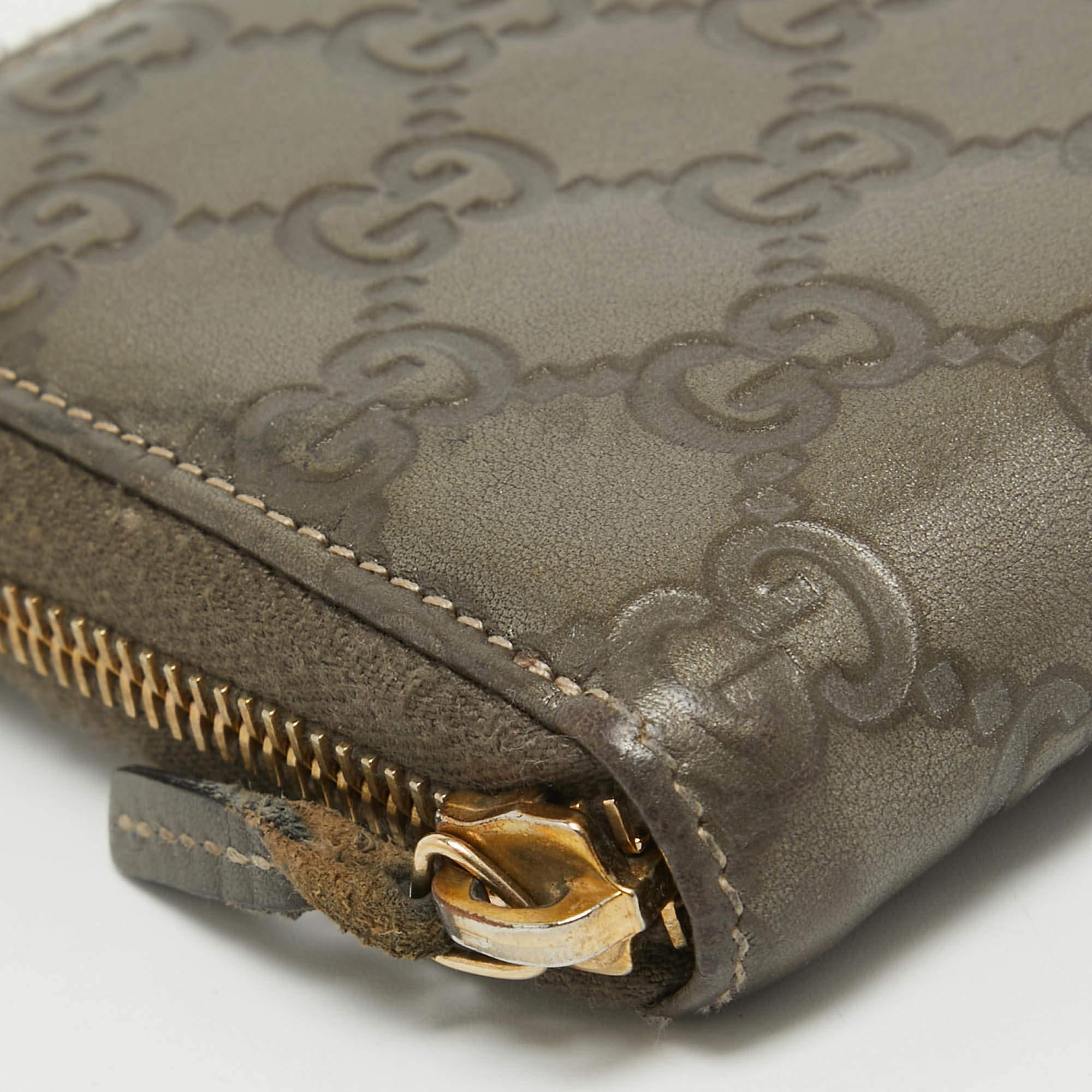 Gucci Olive Green Guccissima Leather Zip Around Continental Wallet 6