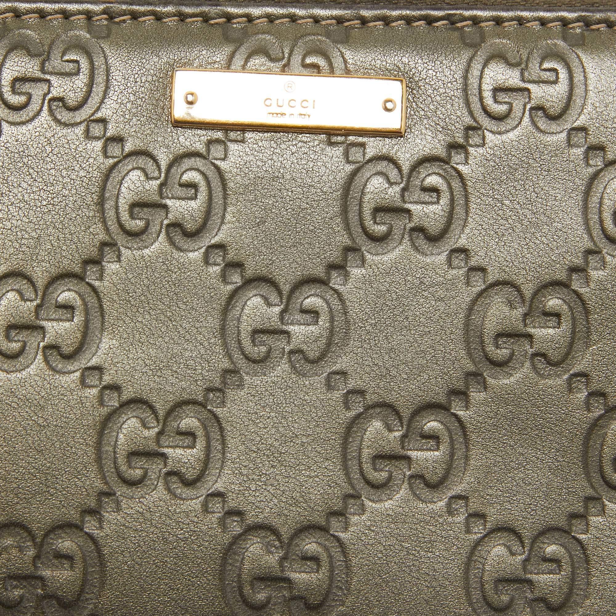 Gucci Olive Green Guccissima Leather Zip Around Continental Wallet 2
