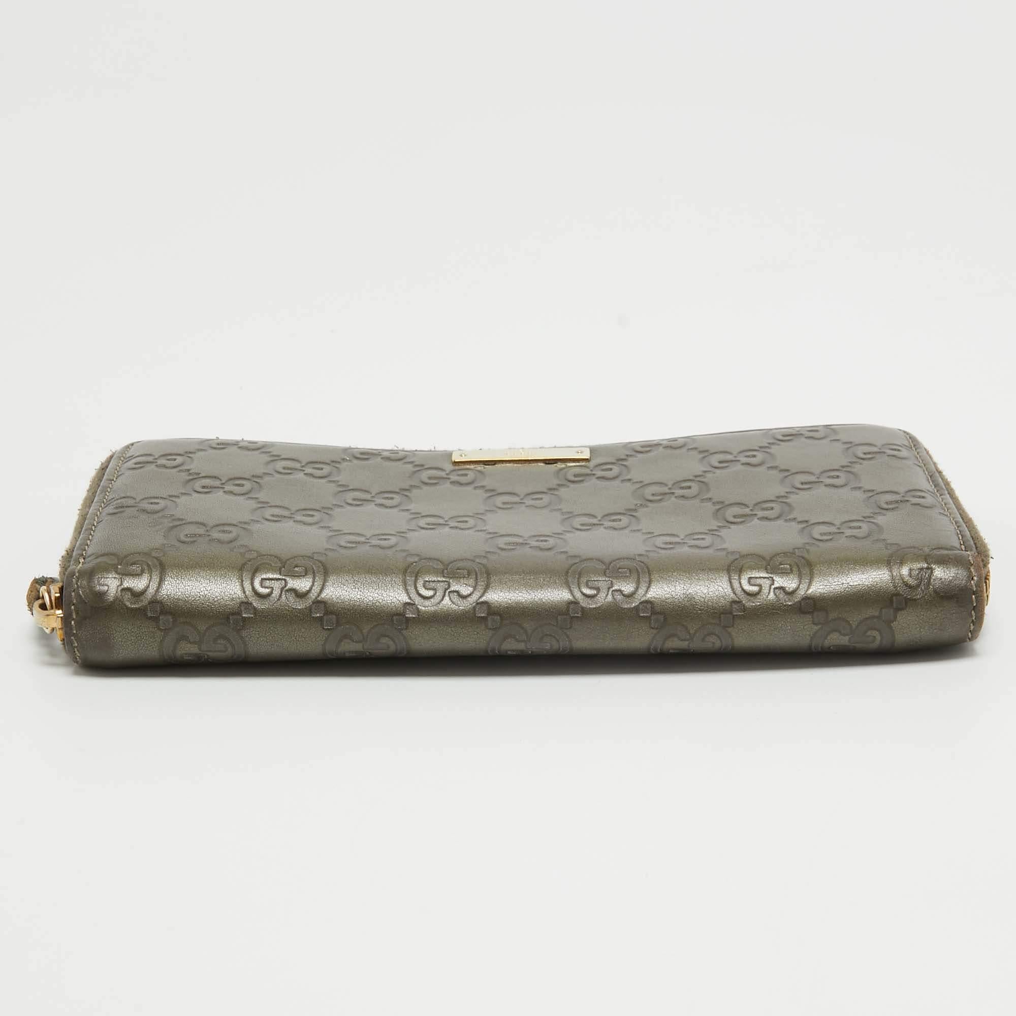 Gucci Olive Green Guccissima Leather Zip Around Continental Wallet 3