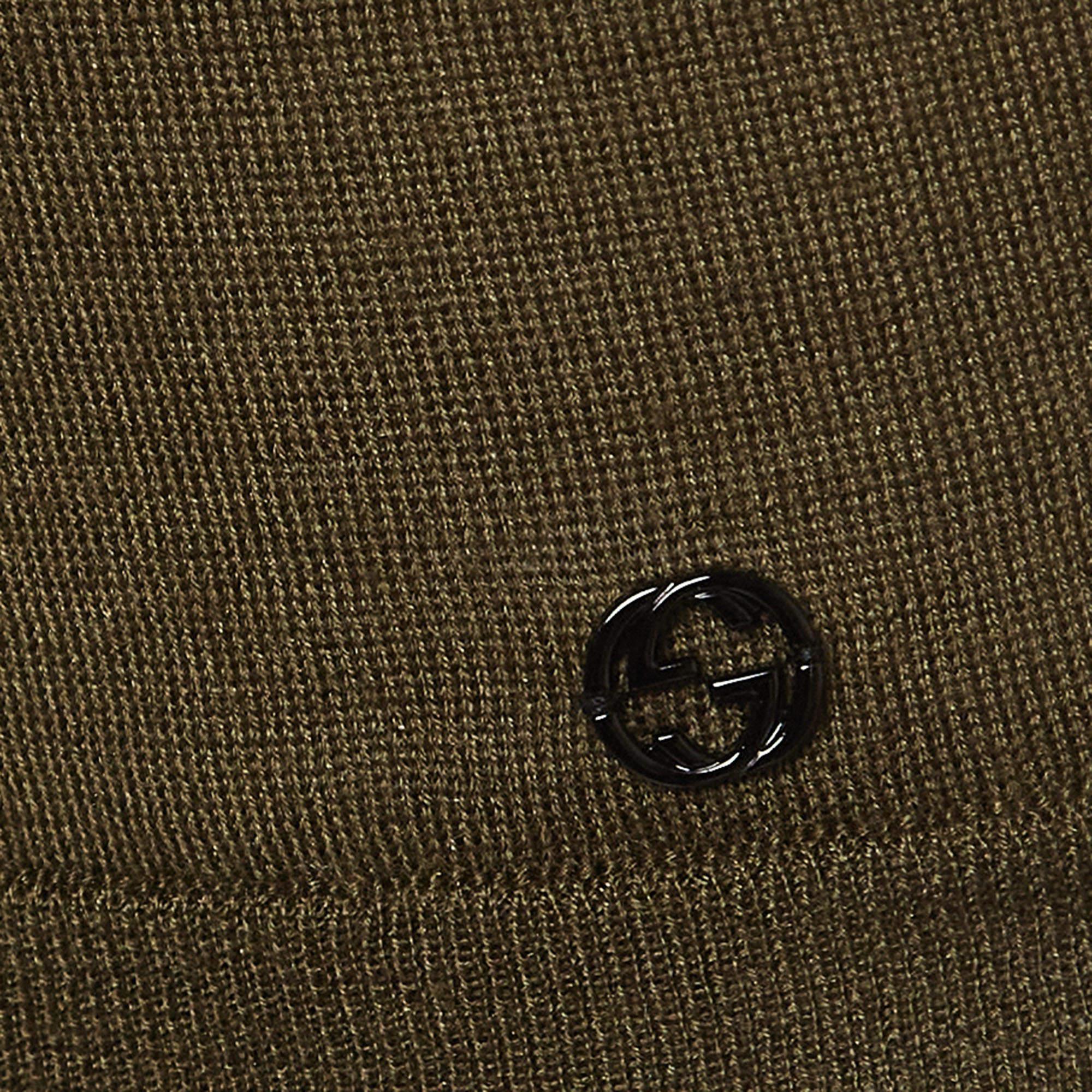 Nero Gucci Top senza maniche in maglia verde oliva con bordi in pizzo XS in vendita