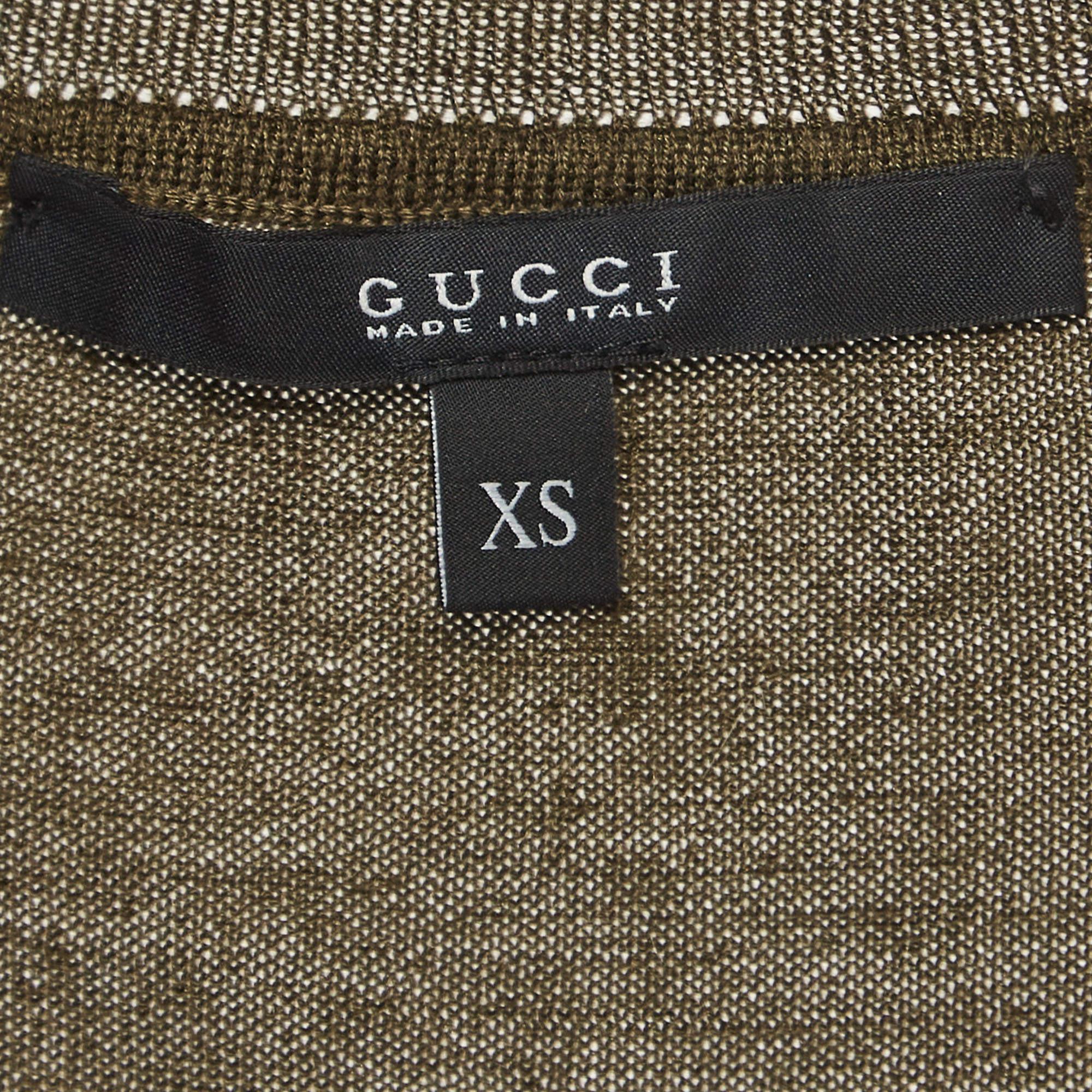 Donna Gucci Top senza maniche in maglia verde oliva con bordi in pizzo XS in vendita