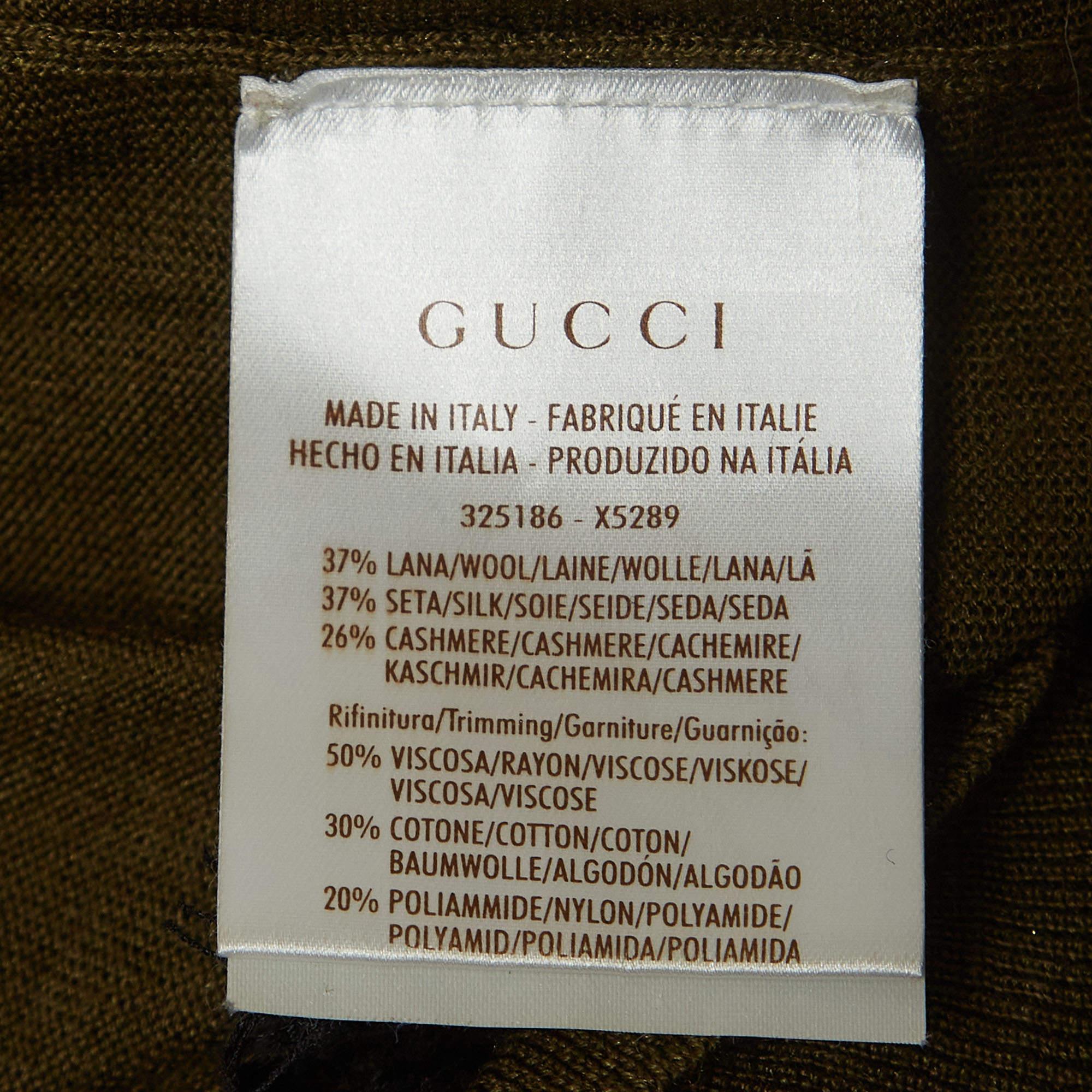 Gucci Top senza maniche in maglia verde oliva con bordi in pizzo XS in vendita 1