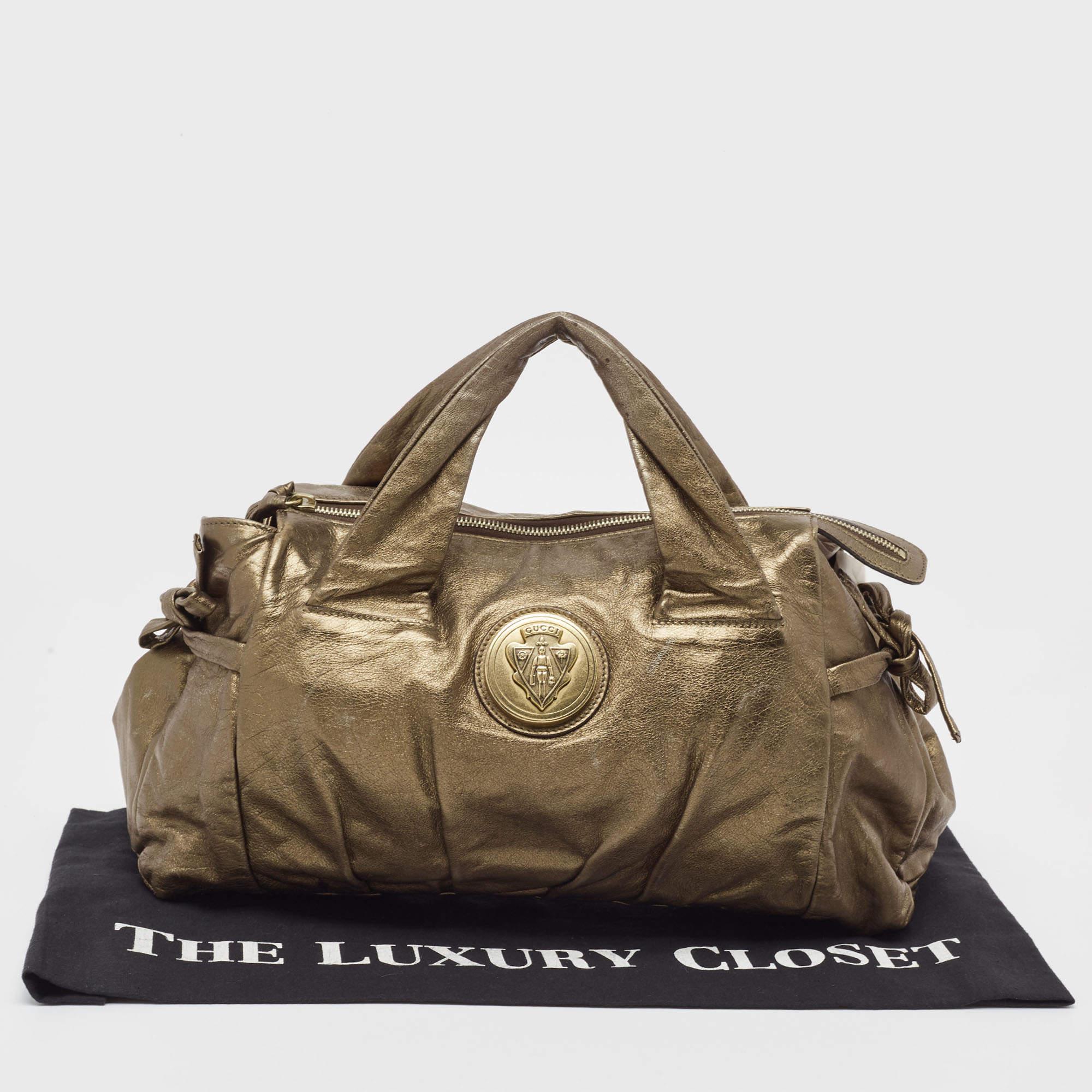 Gucci Olive Green Leather Hysteria Tote For Sale 8