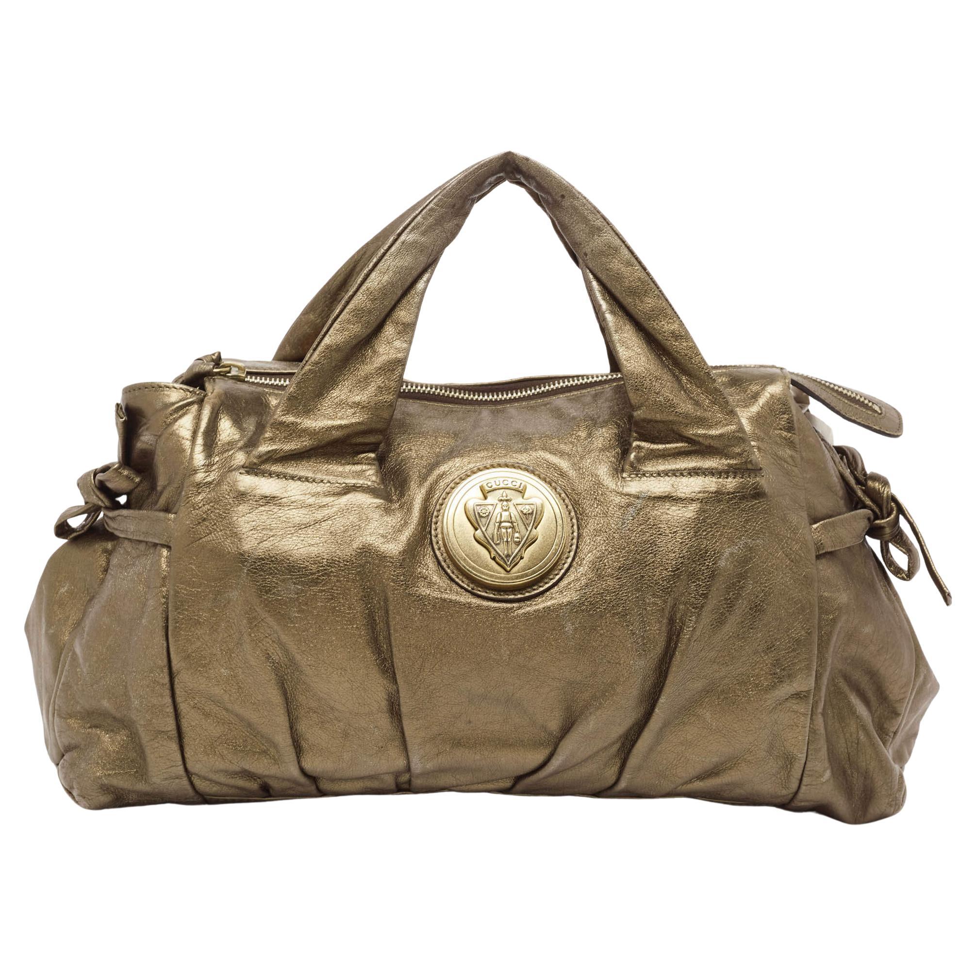 Gucci Olive Green Leather Hysteria Tote For Sale