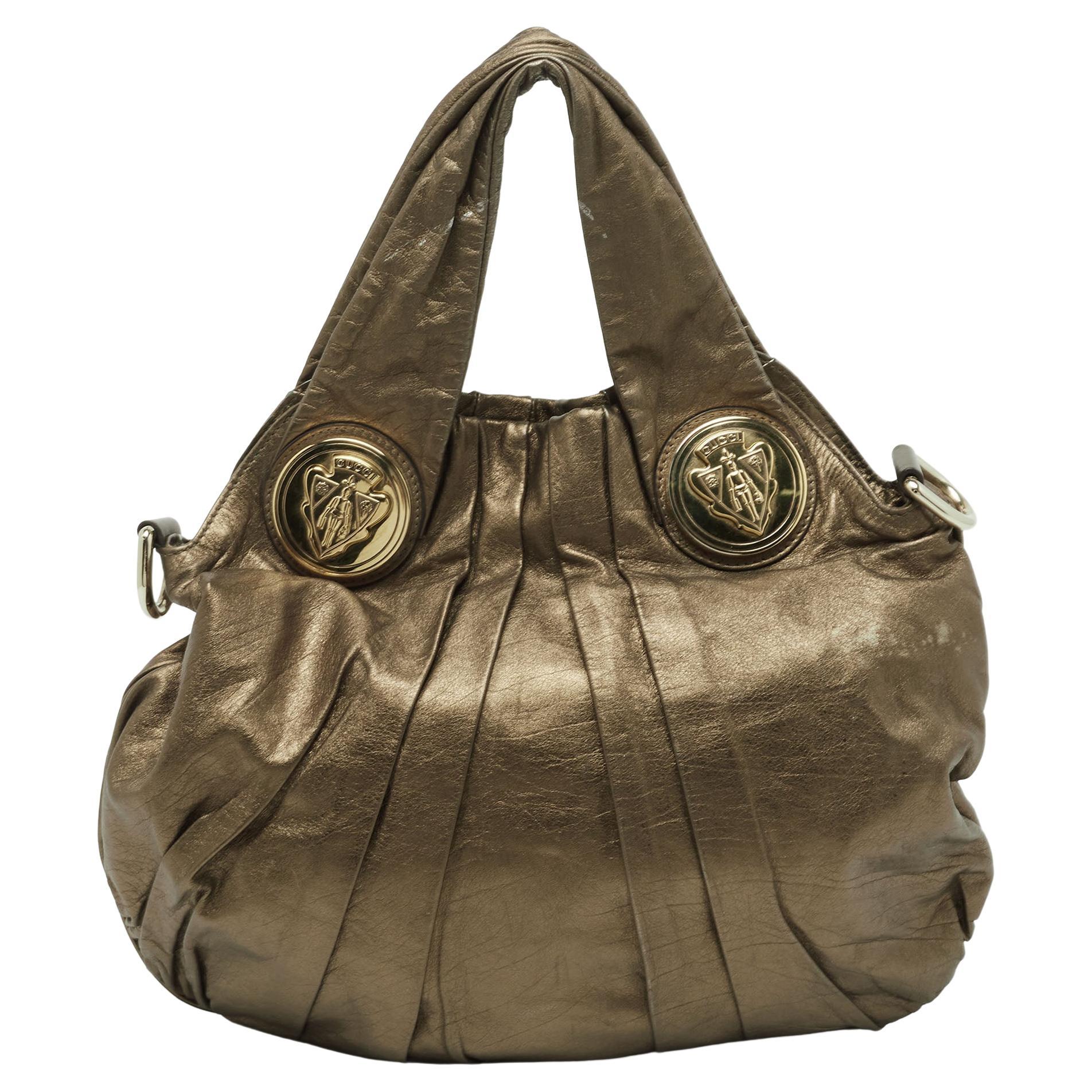 Gucci Olive Green Leather Small Hysteria Hobo For Sale