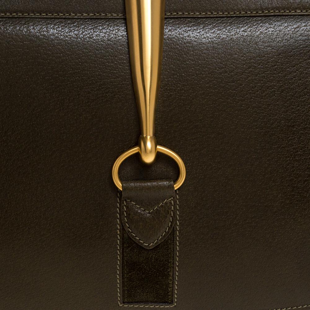 Gucci Olive Green Leather Vintage Horsebit Doctor's Bag 5