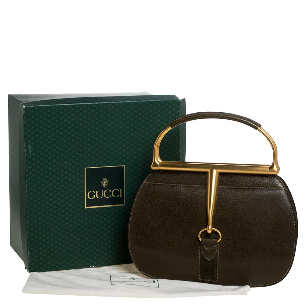 Gucci Olive Green Leather Vintage Horsebit Doctor's Bag 6