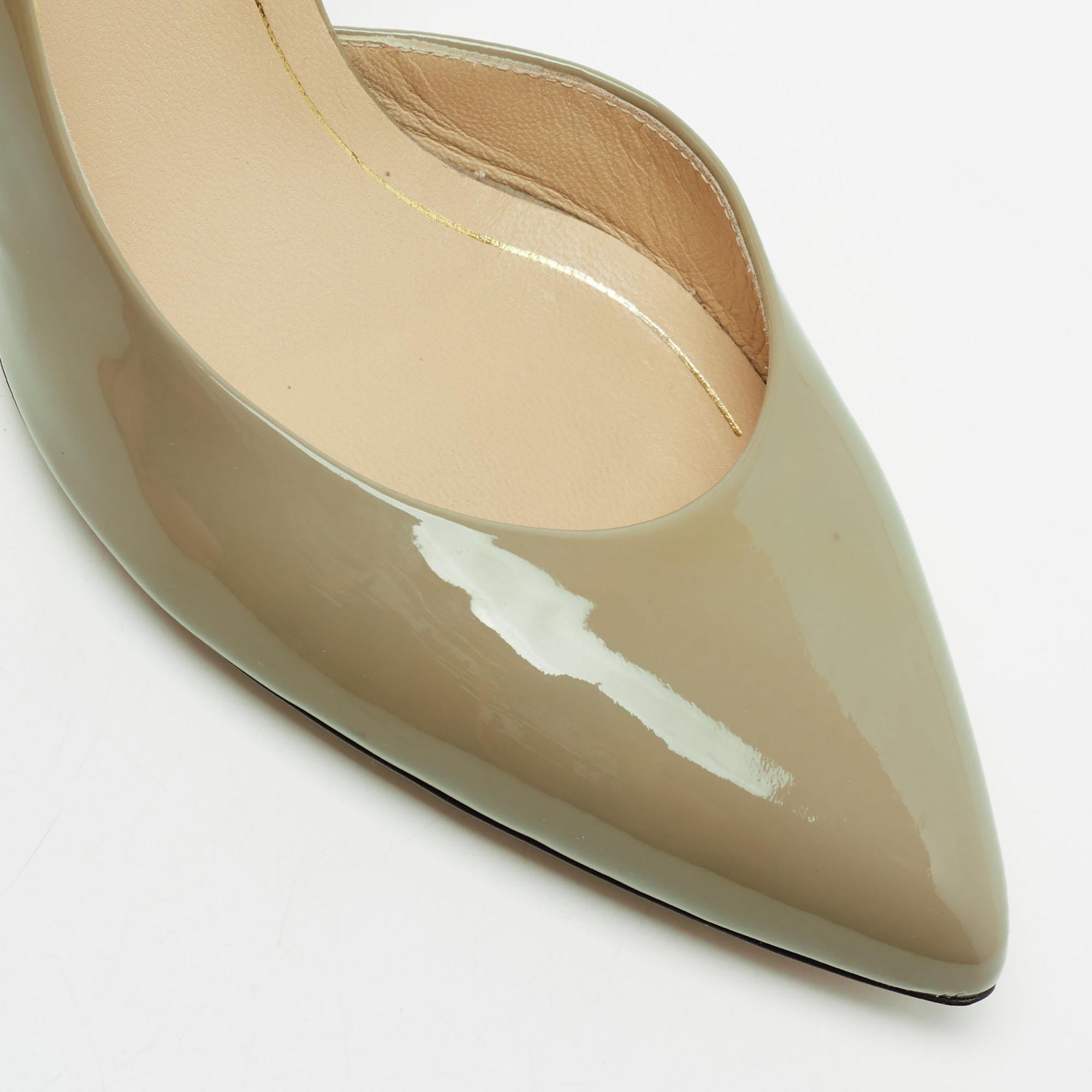 Gucci Olive Green Patent Leather D'orsay Pumps Size 40 3