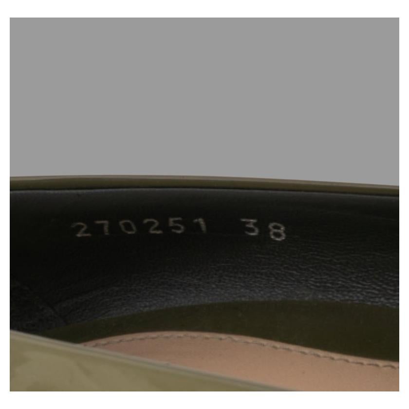Gucci Olive Green Patent Leather Platform Pumps Size 38 For Sale 1