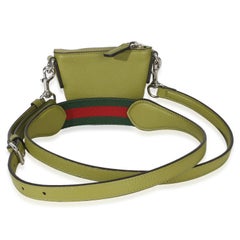 Gucci Olive Green Pebbled Calfskin Mini B Shoulder Pouch