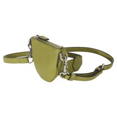 Gucci Olive Green Pebbled Calfskin Mini B Shoulder Pouch