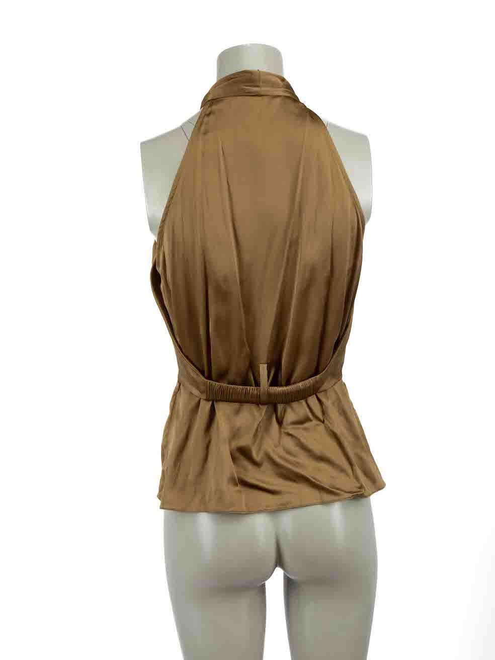 Gucci Olive Green Silk Drape Top Size M In Excellent Condition For Sale In London, GB