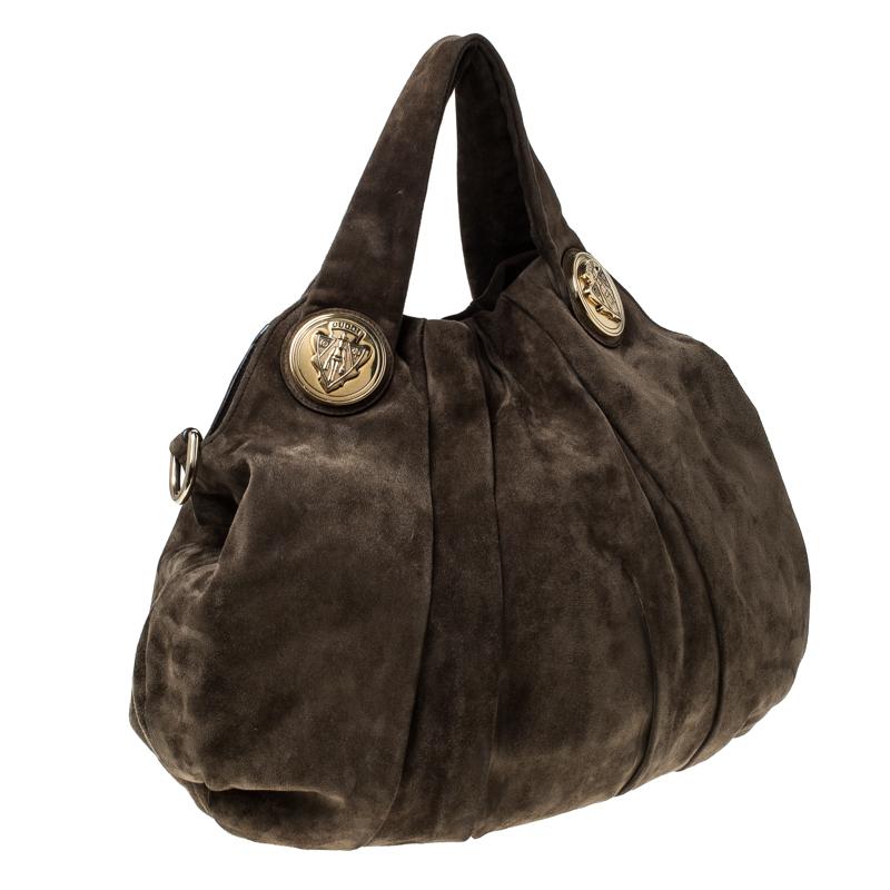 Black Gucci Olive Green Suede Large Hysteria Hobo