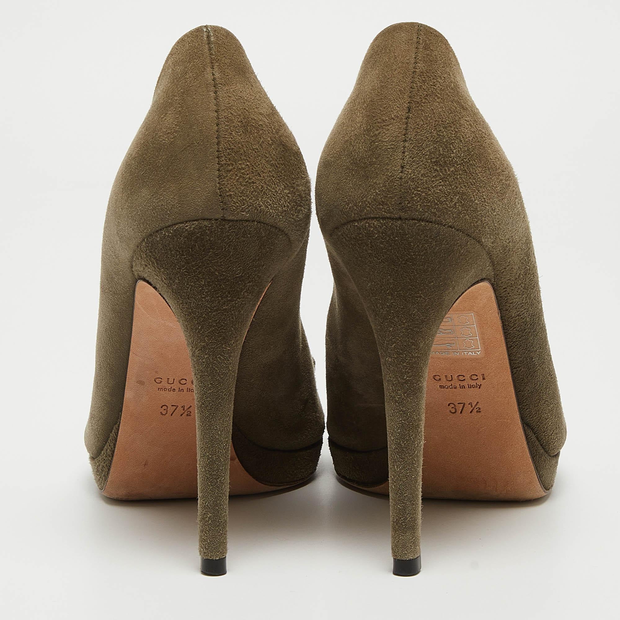 Chaussures Hollywood neuves Gucci en daim vert olive, taille 37,5 Pour femmes en vente