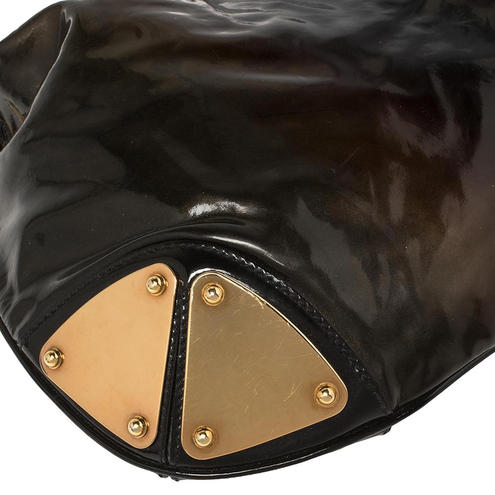 Gucci Ombre Black/Brown Patent Leather Medium Indy Hobo 2