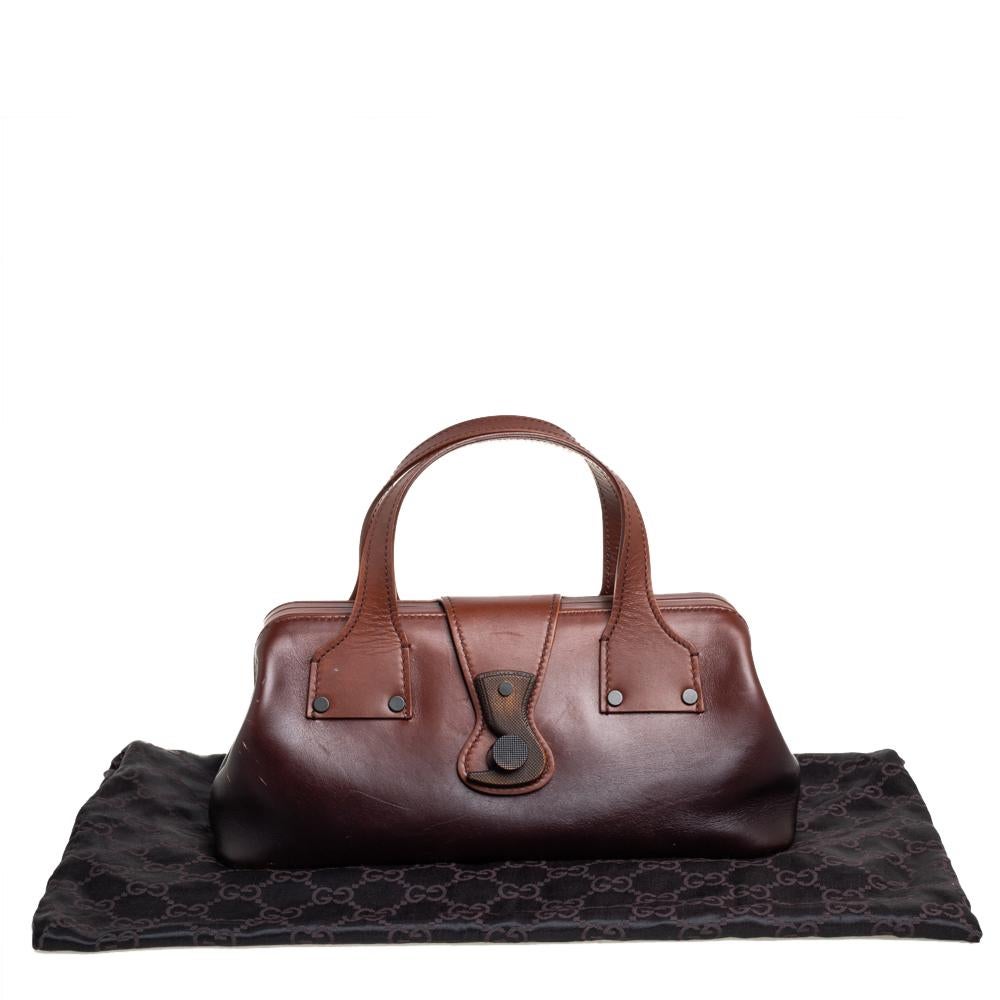 Gucci Ombre Brown Leather Bowler Bag 6