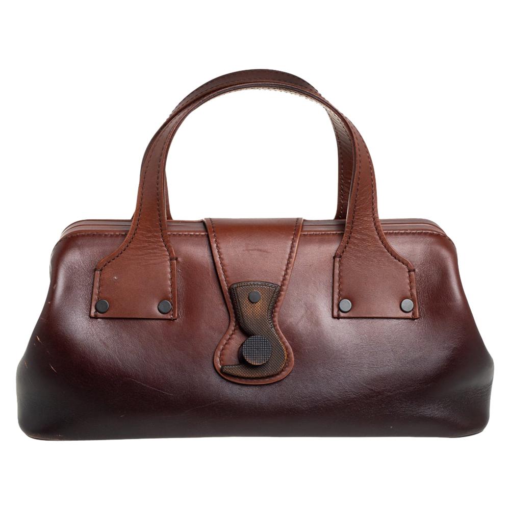 Gucci Ombre Brown Leather Bowler Bag