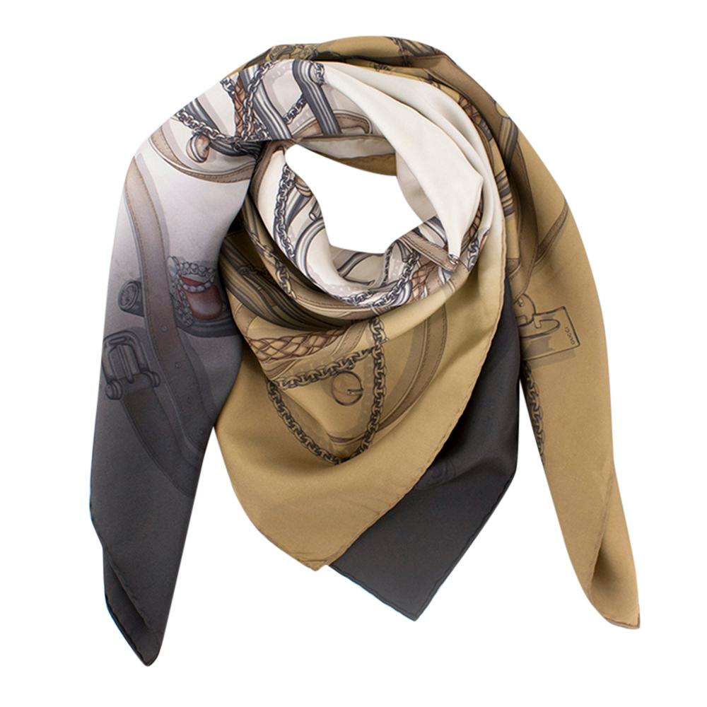 Gucci Ombre Chain Strap Print Silk Scarf

Soft silk scarf,
Chain pattern design,
Ombre Colour in brown, cream and black,
Lightweight

Please note, these items are pre-owned and may show some signs of storage, even when unworn and unused. This is
