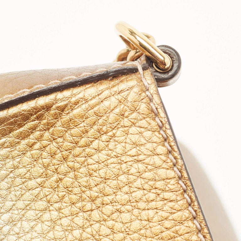 Gucci Ombre Gold Leather Soho Flap Crossbody Bag at 1stDibs