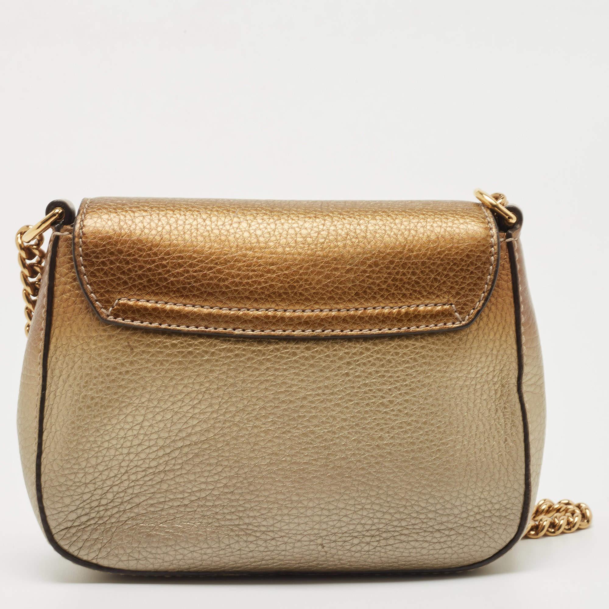 Gucci Ombre Gold Leather Soho Flap Crossbody Bag 3