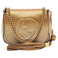 Gucci Ombre Gold Leather Soho Flap Crossbody Bag
