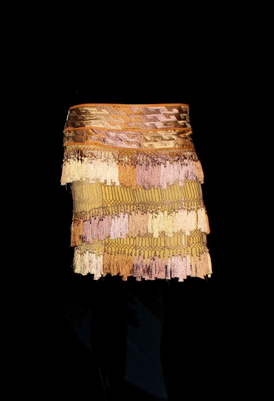 
STUNNING GUCCI MACRAME FRINGE TASSEL EMBROIDERED SILK  SKIRT

FEATURED IN THE GUCCI AD CAMPAIGN

SHOWN ON RUNWAY SHOW AND MANY MAGAZINE EDITORIALS


   A GUCCI classic signature piece that will last you for years
    Beautiful ombre color
    This