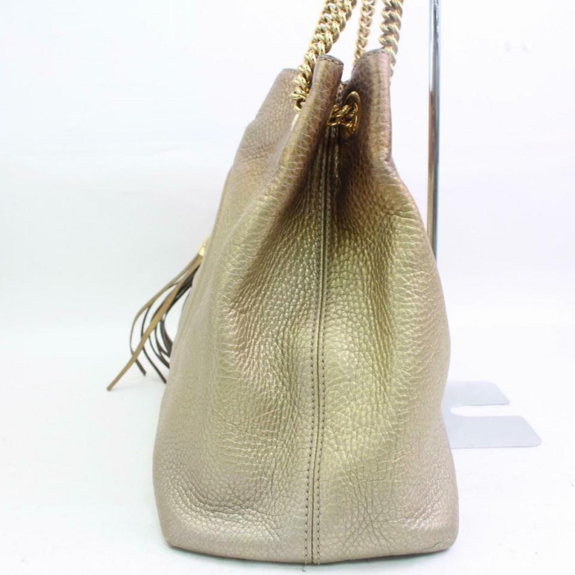 Gucci Ombre Soho Tassel Gold Chain Tote 870595 Beaige Leather Shoulder Bag For Sale 3