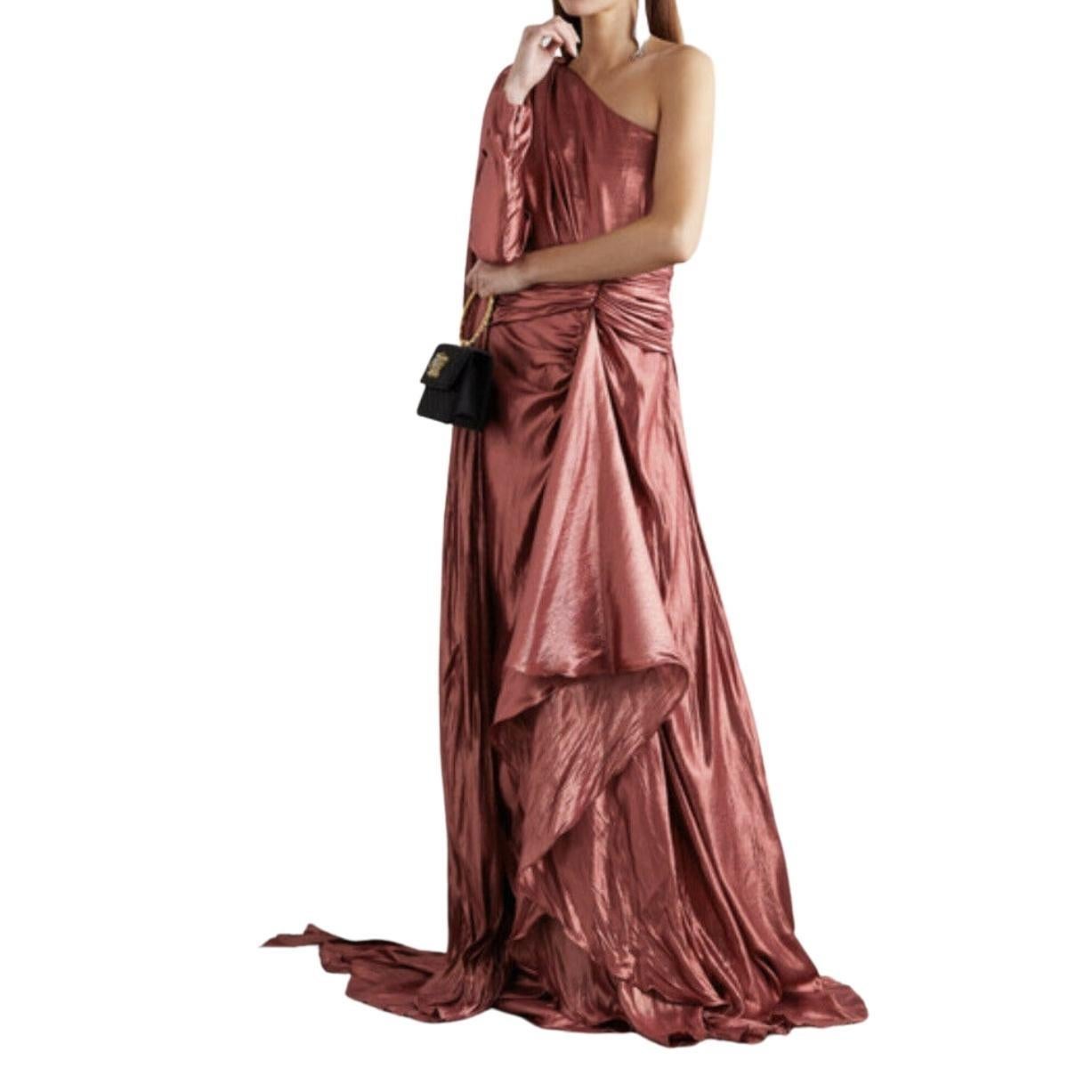 Gucci One Shoulder Asymmetric Lame Gown IT 40 (US 4) In New Condition For Sale In Brossard, QC