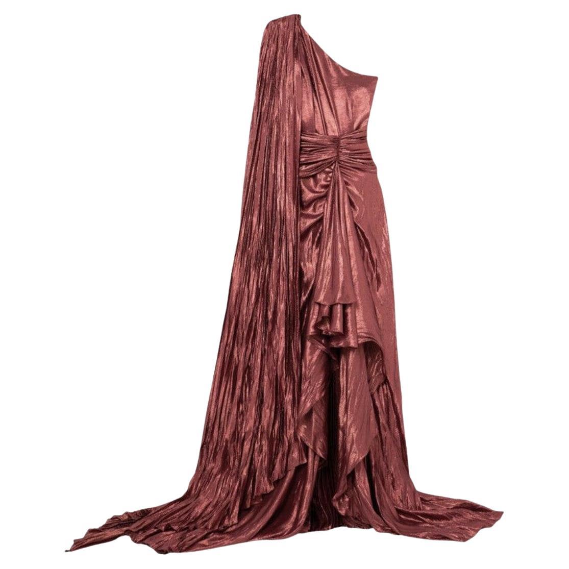 Gucci One Shoulder Asymmetric Lame Gown IT 40 (US 4) For Sale