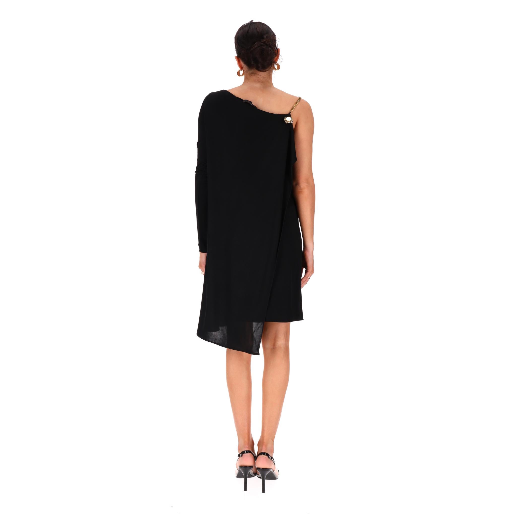 Gucci One-Shoulder Brooch & Chain Strap Detail Dress In Good Condition For Sale In London, GB