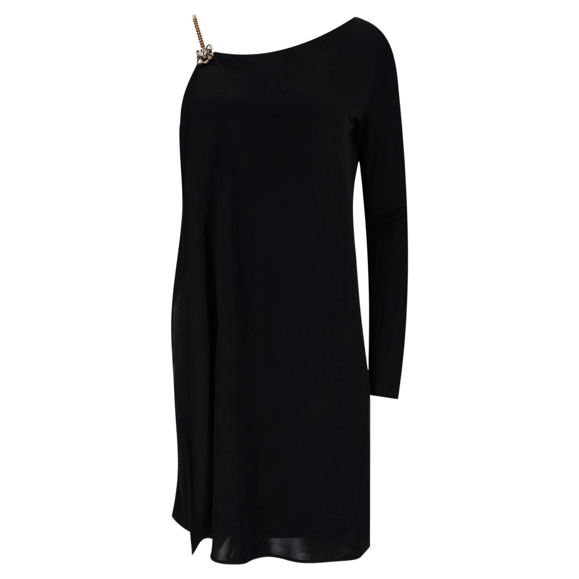 Gucci One-Shoulder Brooch & Chain Strap Detail Dress For Sale