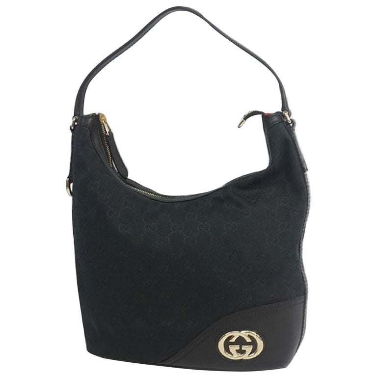 GUCCI one shoulder Interlocking Womens shoulder bag 182491 black For Sale  at 1stDibs