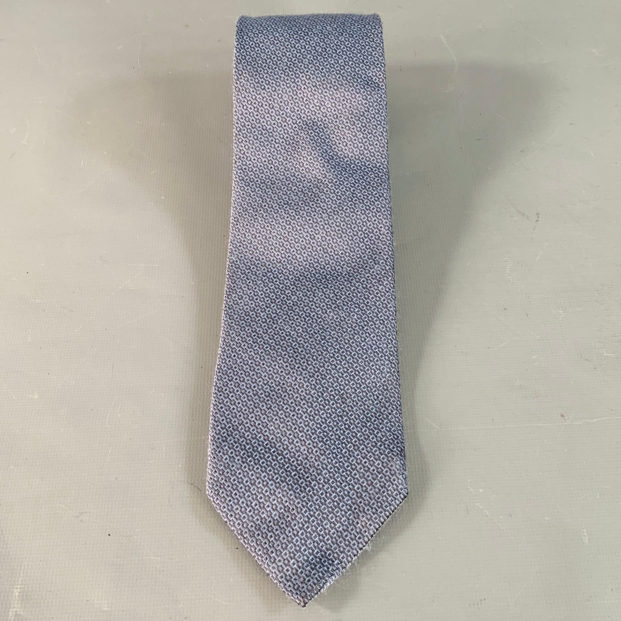 Grigio Gucci, cravatta in seta a scacchi blu e grigia in taglia unica in vendita