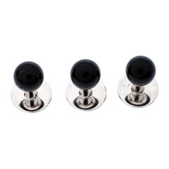 Gucci Onyx 18K White Gold Set of 3 Shirt Studs