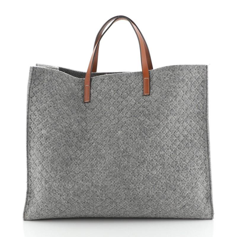 Gray Gucci Open Tote Diamante Wool Large