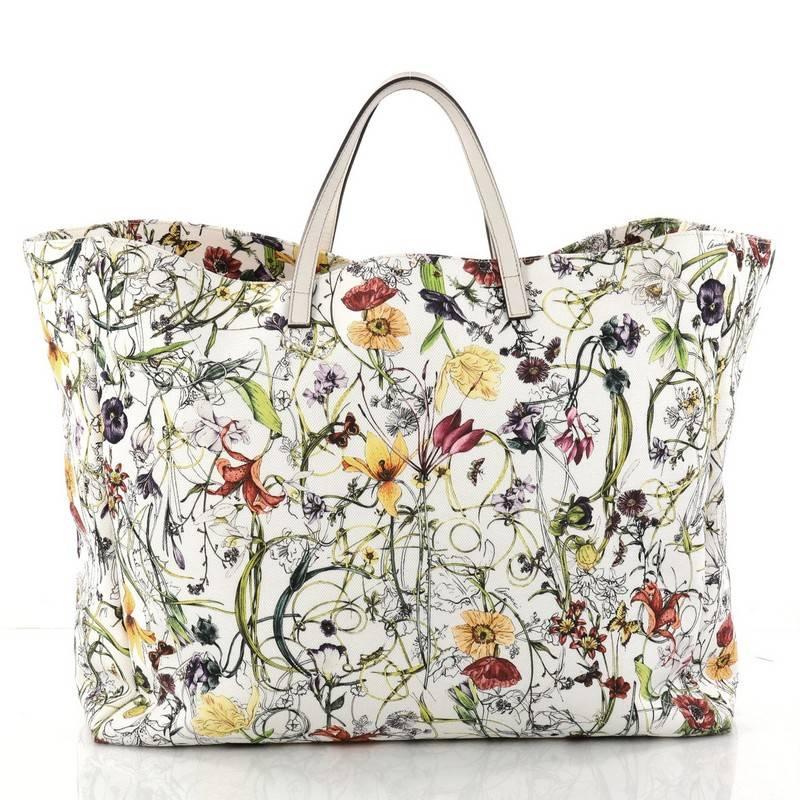 Gucci Open Tote Flora Canvas Large In Good Condition In NY, NY