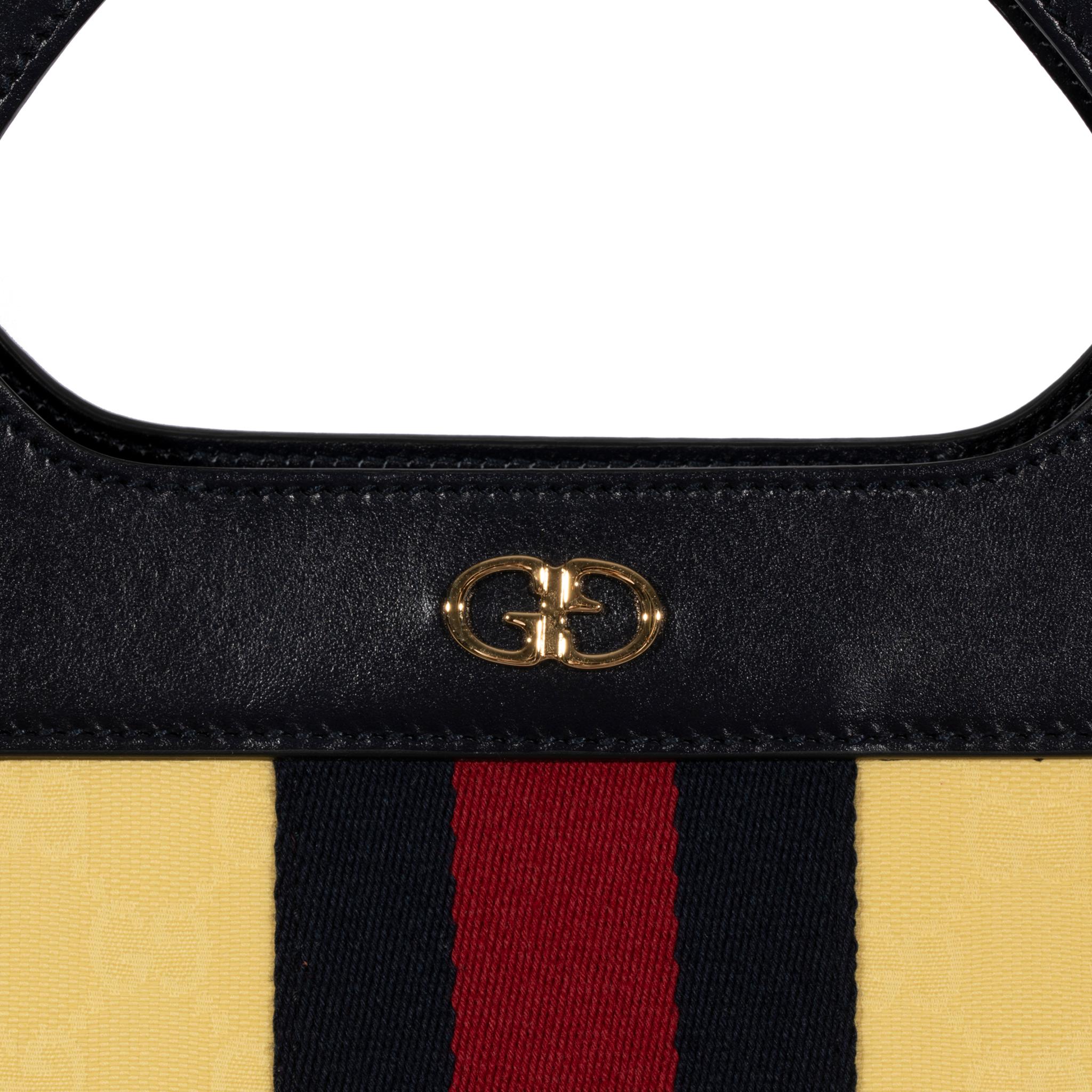 Gucci Ophelia Tote Navy & Yellow Leather & Canvas 2