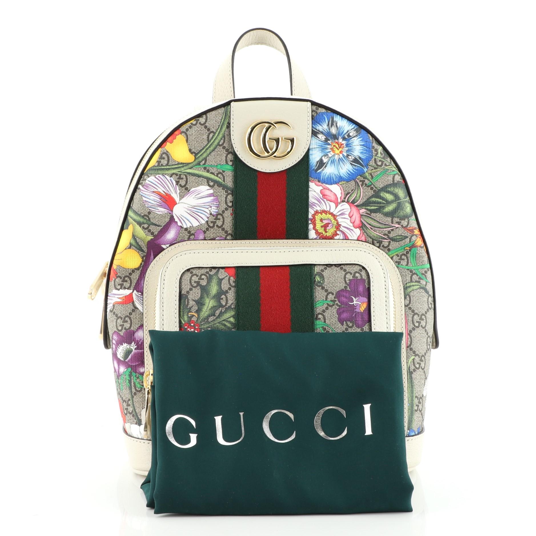 Gucci Ophidia Backpack Flora GG Coated Canvas Small at 1stDibs