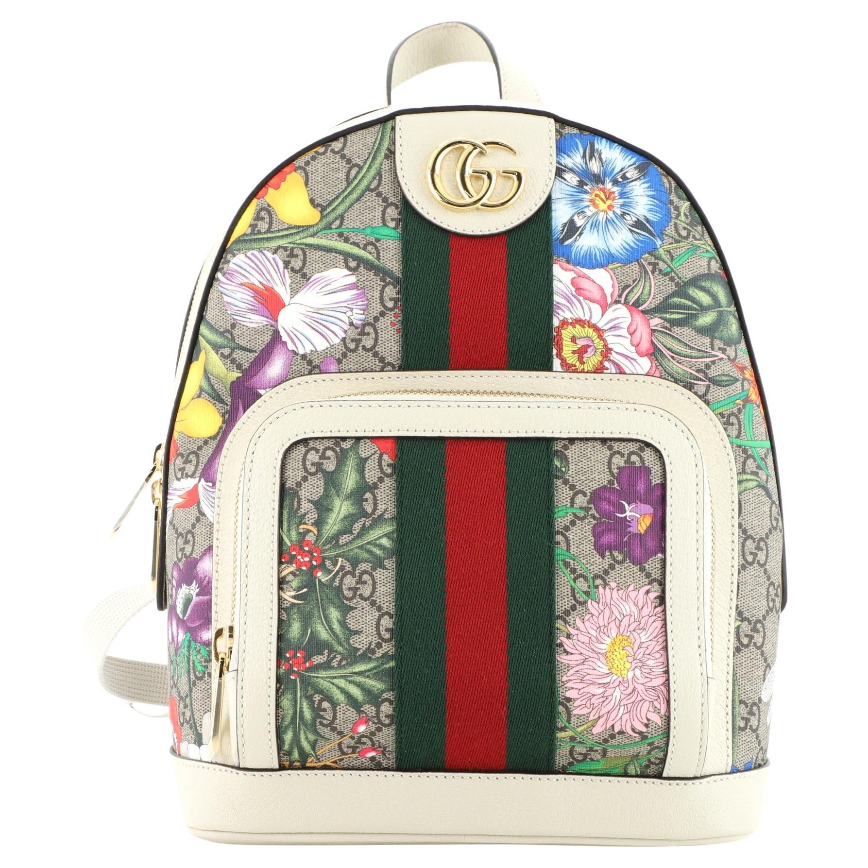 Gucci Ophidia Backpack Flora GG Coated Canvas Small For Sale at 1stDibs