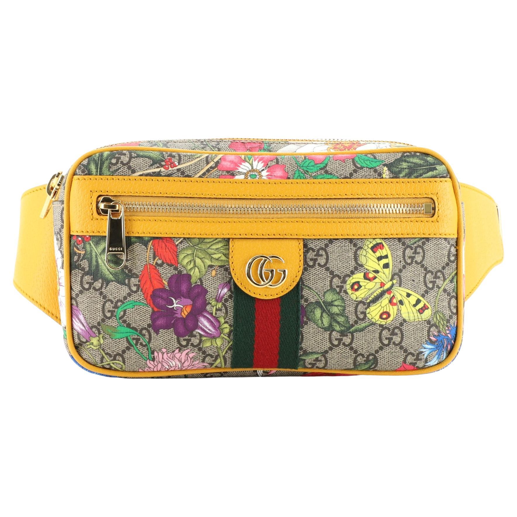 Gucci Ophidia Belt Bag Flora GG Coated Canvas Medium