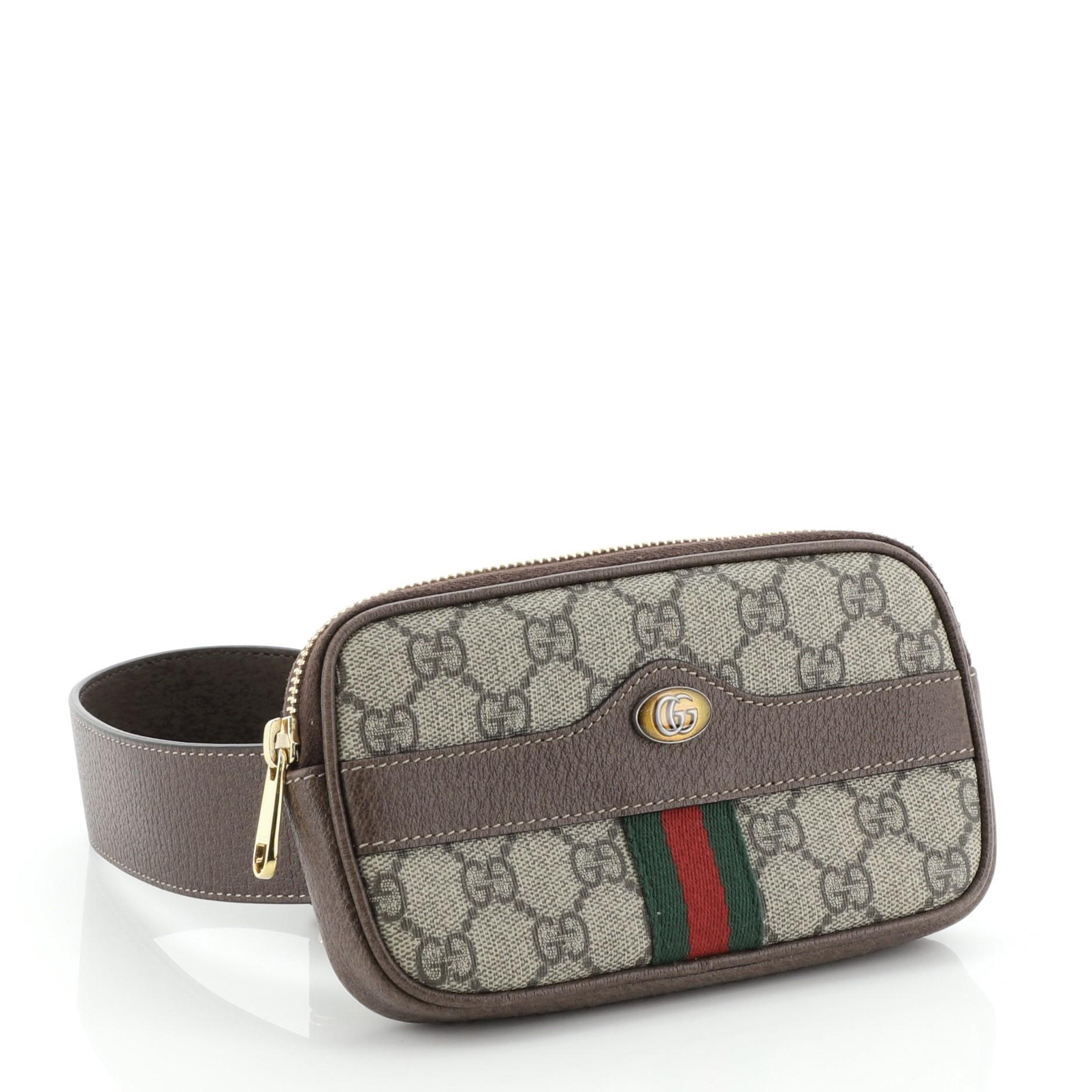 Gray Gucci Ophidia Belt Bag GG Coated Canvas Mini