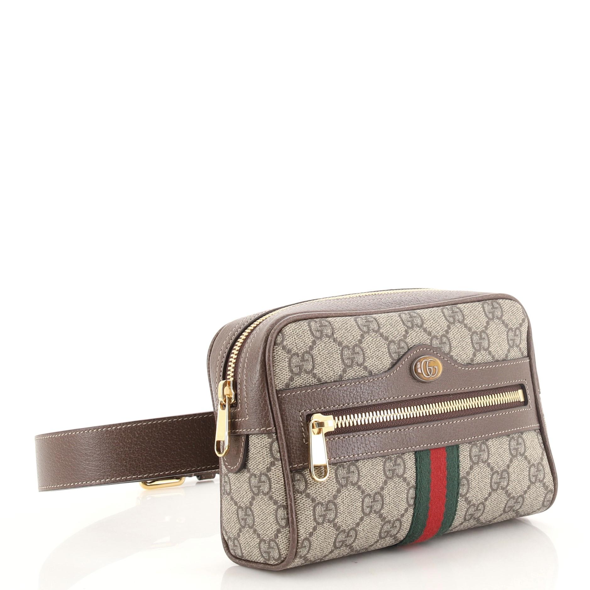 Gray Gucci Ophidia Belt Bag GG Coated Canvas Small