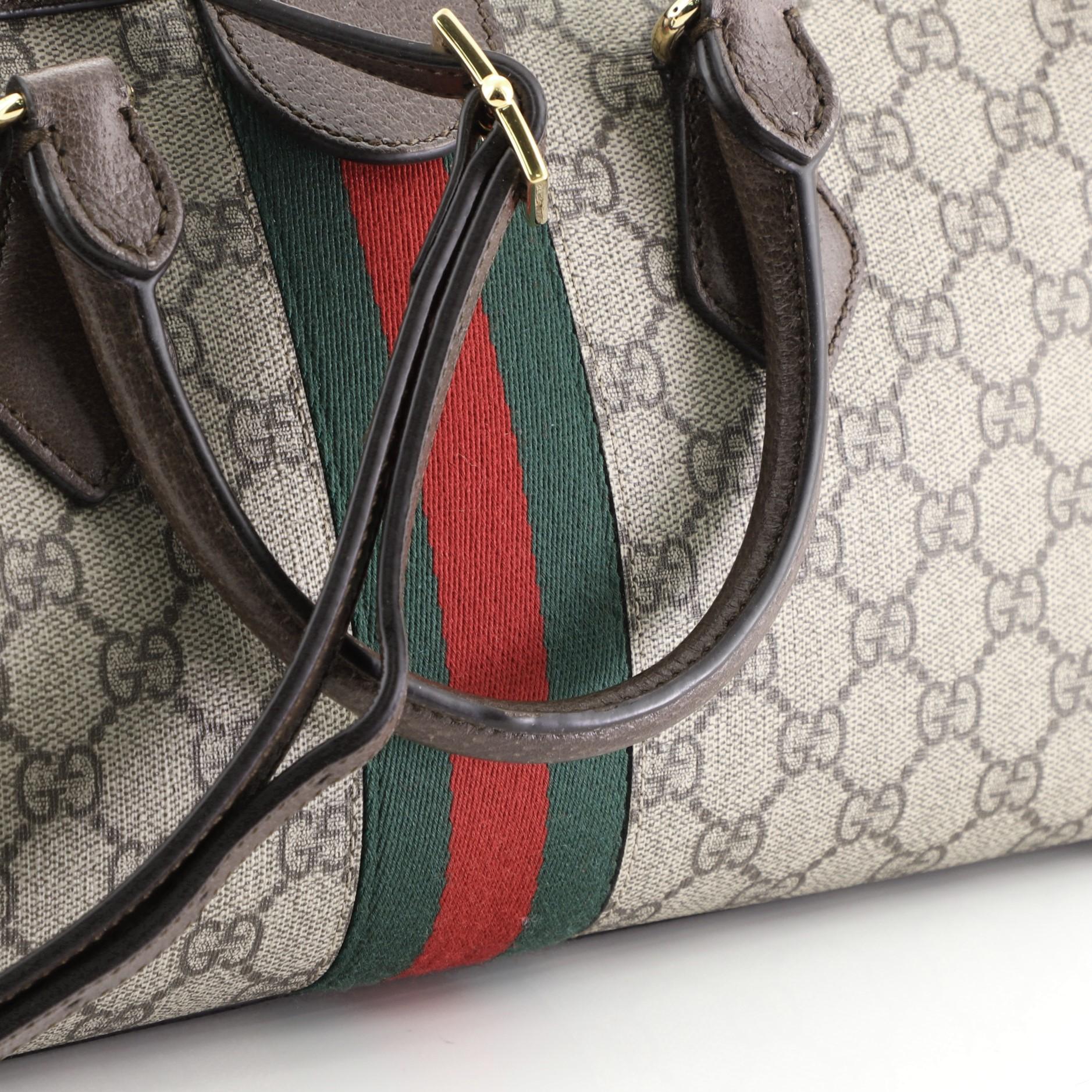 Gucci Ophidia Boston Bag GG Coated Canvas Medium In Good Condition In NY, NY