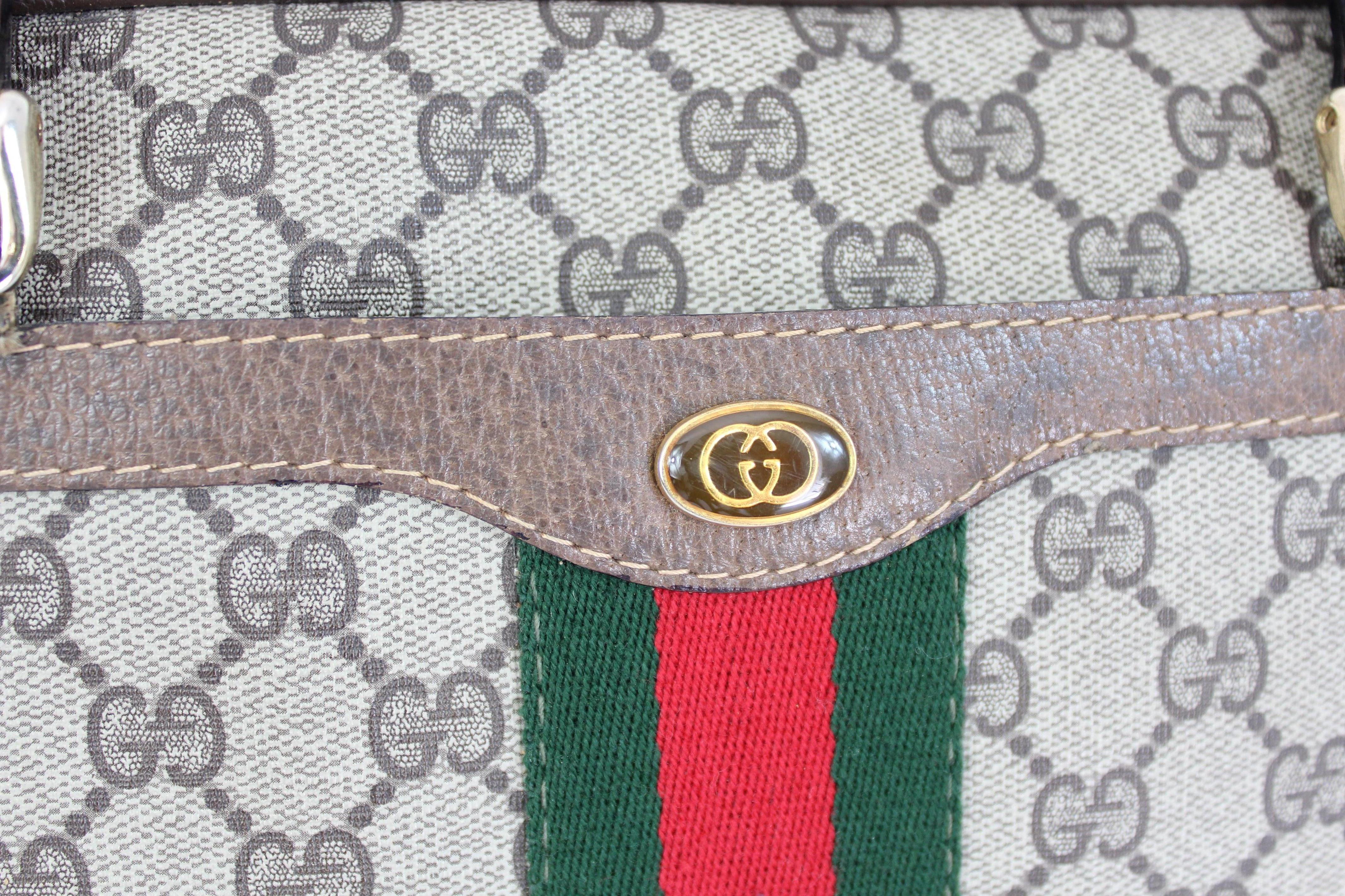 Gucci Ophidia Brown Beige Canvas Leather Monogram Bag 1